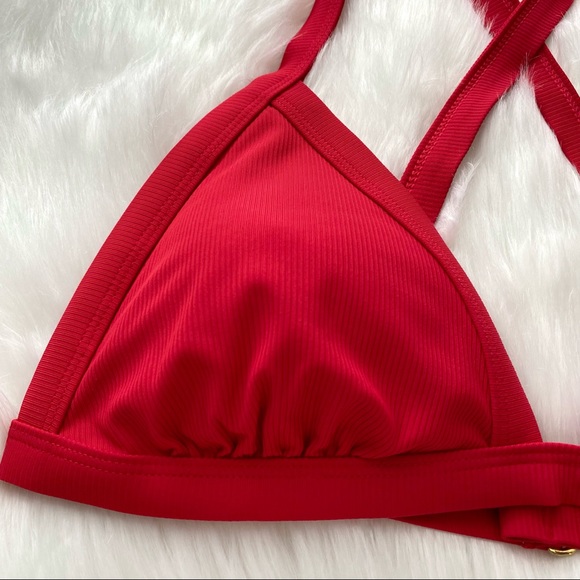 XHILARATION Size L Red Adjustable Triangle Bikini Top - Picture 3 of 6